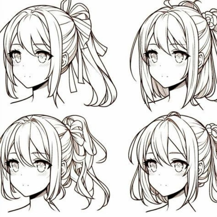 Mẫu tóc vẽ tóc anime nữ tính