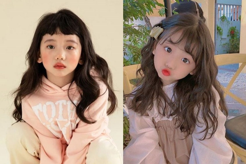Mẫu tóc xoăn đơn giản tự nhiên phù hợp cho bé gái đi tiệc