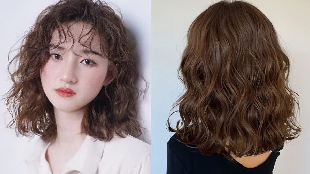 Mẫu tóc xoăn sóng lơi ngang vai, phong cách trẻ trung 2025