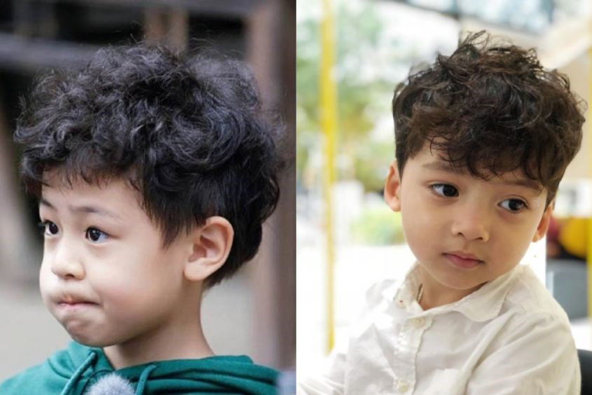 Mẫu tóc xoăn sóng nhẹ ở đuôi cho bé trai cuốn hút