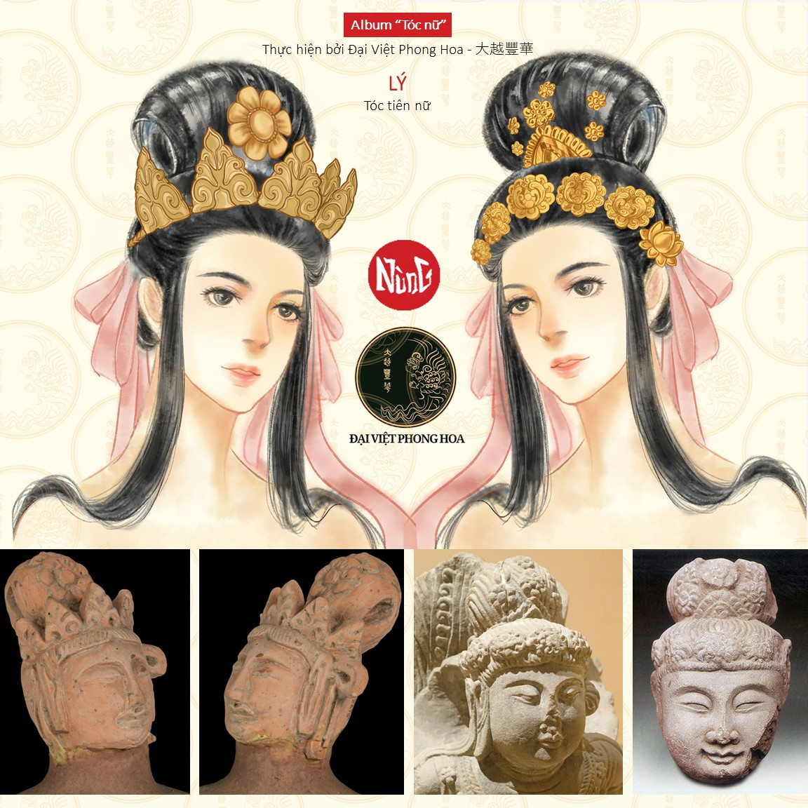 Minh họa kiểu tóc tiên nữ thời Lý, vẻ đẹp linh thiêng của phụ nữ Việt cổ