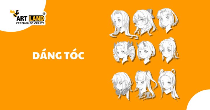 Mô tả chuyển động và cấu trúc các kiểu tóc anime khác nhau, giúp nắm vững cách vẽ kiểu tóc động.