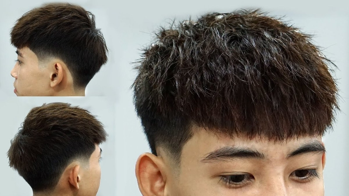 Nam giới với tóc layer uốn con sâu ngắn trẻ trung