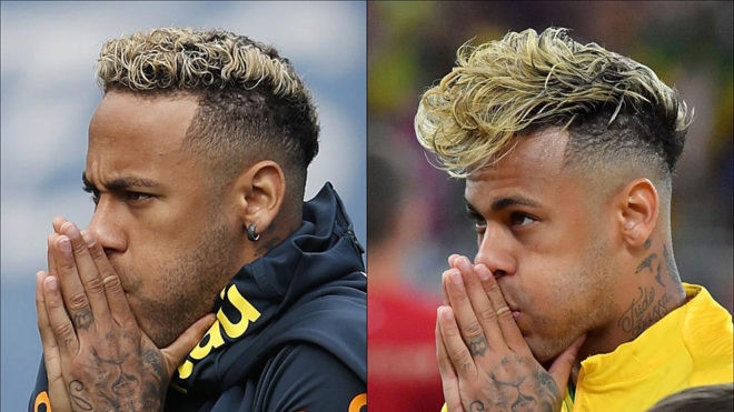 Neymar với mái tóc vàng rực rỡ và kiểu dáng độc đáo