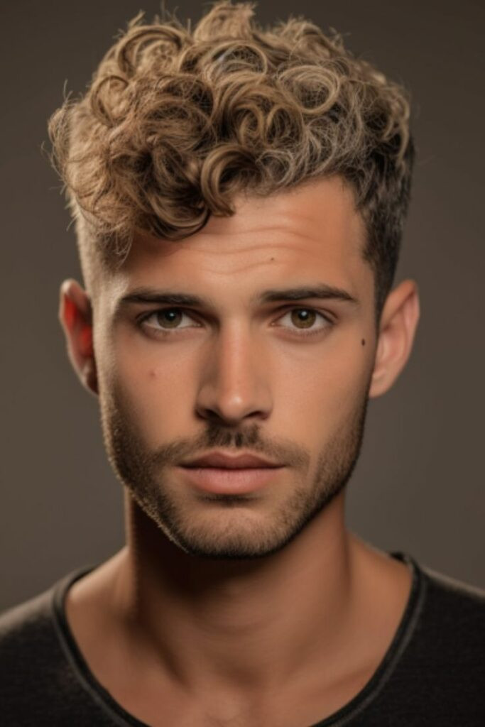 Người đàn ông chăm sóc kiểu tóc curly