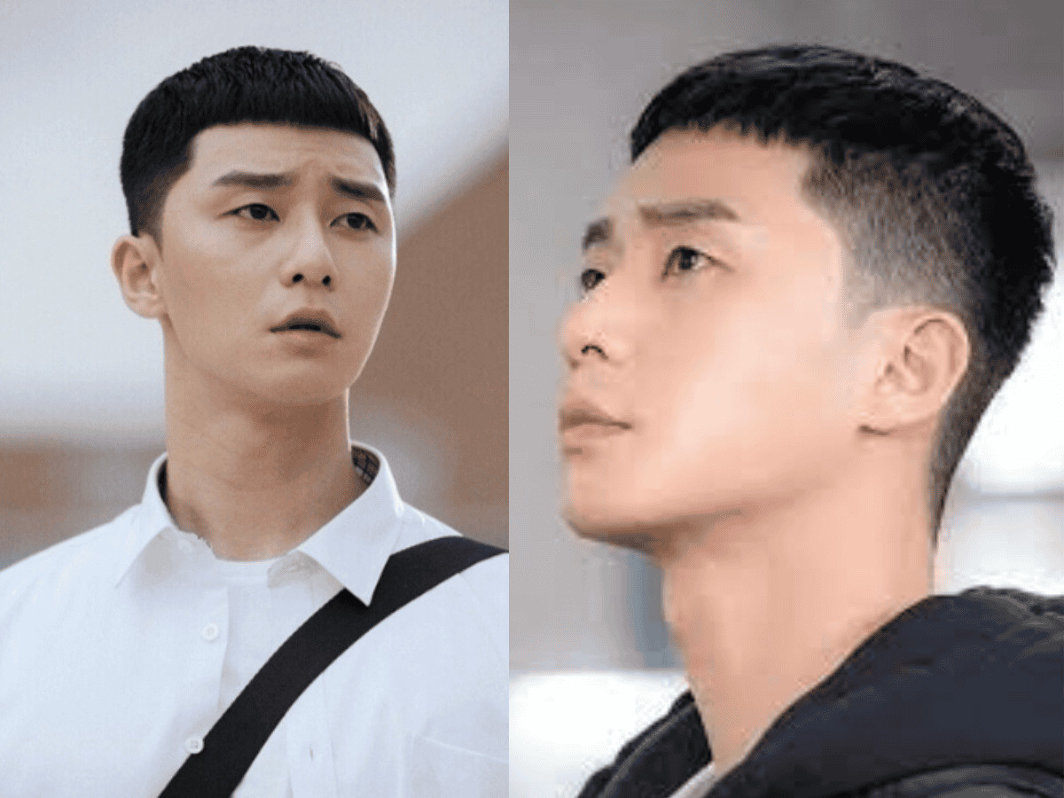 Người mẫu nam điển trai với kiểu tóc Buzz Cut gọn gàng, làm nổi bật đường nét nam tính của khuôn mặt tròn