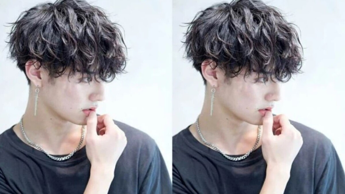 Người mẫu nam với kiểu tóc ruffled wavy và màu nhuộm độc đáo