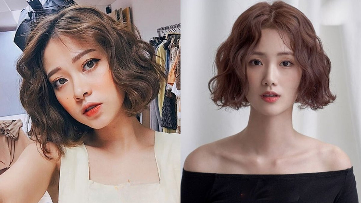 Người mẫu với mái tóc uốn sóng nước tự nhiên