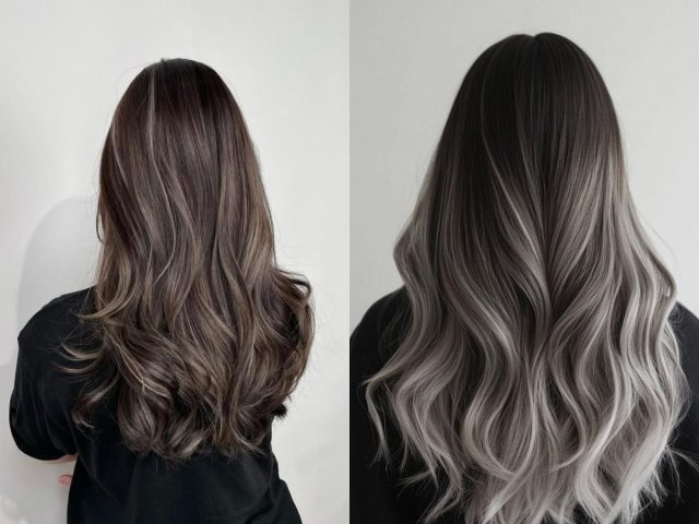 Người thợ quét màu Balayage lên tóc nam một cách tự do tạo hiệu ứng tự nhiên