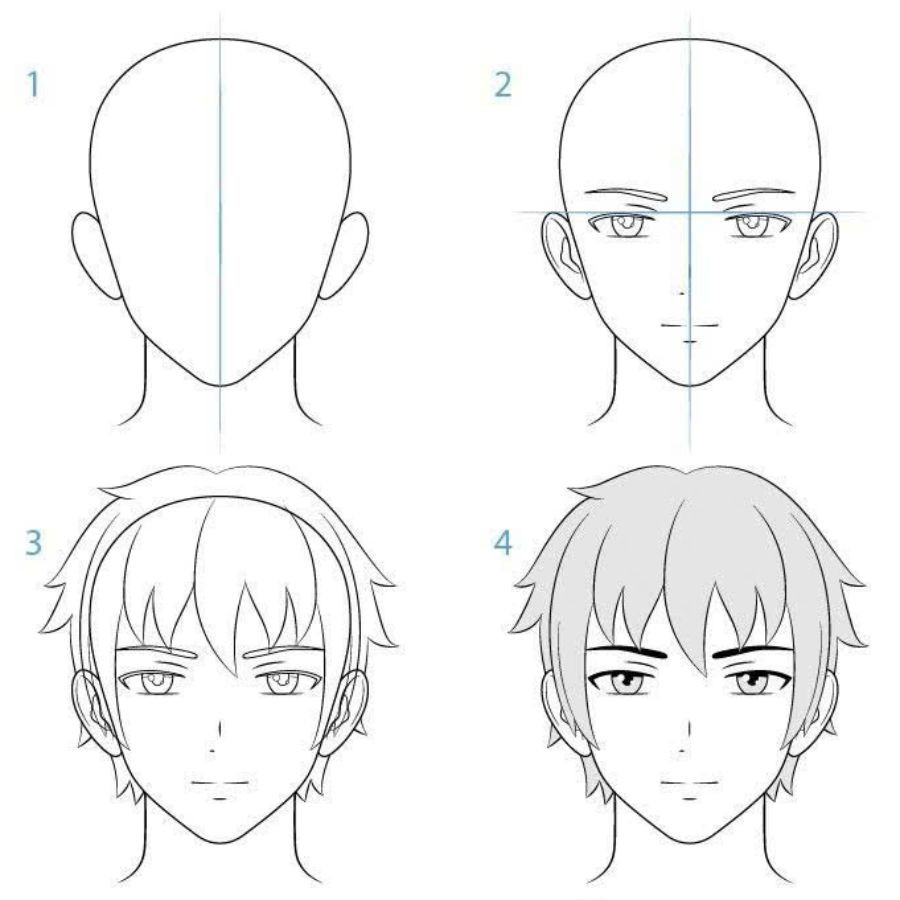 Phác thảo kiểu tóc vẽ tóc anime nam