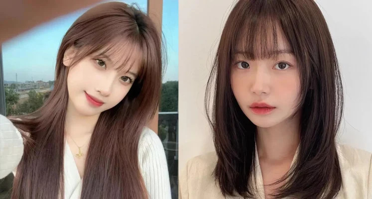 Phụ nữ trung niên nhẹ nhàng với tóc dài suôn mượt buộc thấp