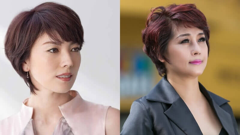 Phụ nữ trung niên thanh lịch với kiểu tóc bob ngắn uốn xoăn