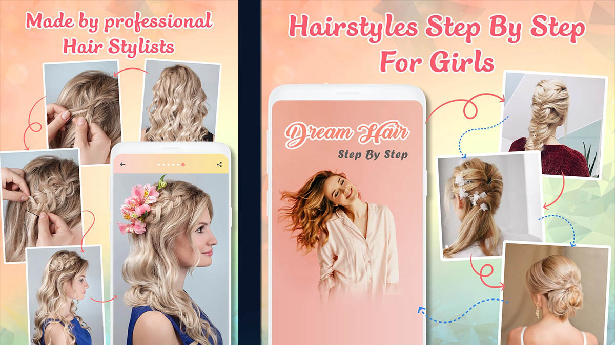 Phụ nữ với kiểu tóc tết phức tạp, minh họa cho ứng dụng Hairstyles Step By Step