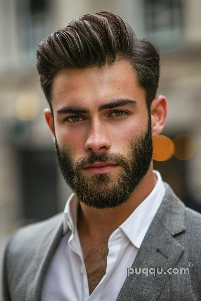 pompadour vuốt lệch ngắn