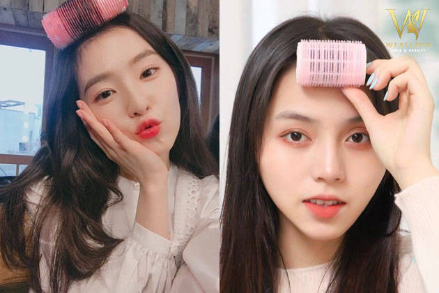 Quá trình làm kiểu tóc mái phồng bồng bềnh bằng lô cuốn tại nhà