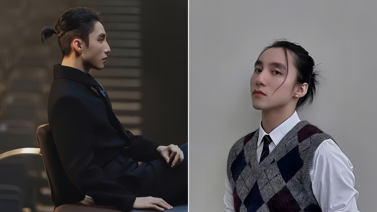 Sơn Tùng với kiểu tóc Manbun buộc gọn, thể hiện phong cách nghệ sĩ chất lừ