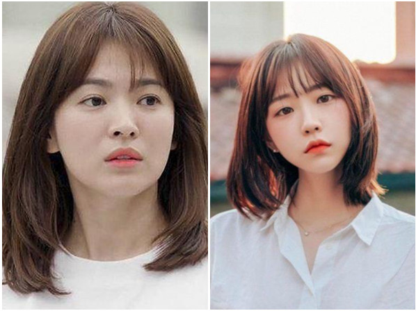 Song Hye Kyo với tóc lob layer tỉa ôm mặt tròn, nữ tính