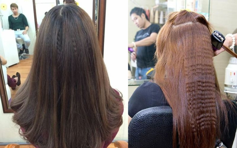 Sự kết hợp tinh tế giữa bấm trong và duỗi ngoài tạo vẻ đẹp riêng