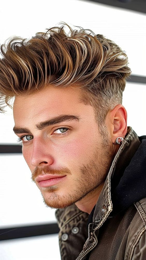 Textured Pompadour chải cao