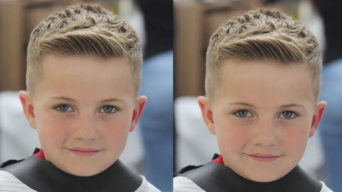 Tóc Armani gọn gàng và đáng yêu cho bé trai, thể hiện sự năng động