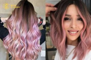 Tóc balayage hồng đậm với nâu tạo nên mái tóc siêu đẹp