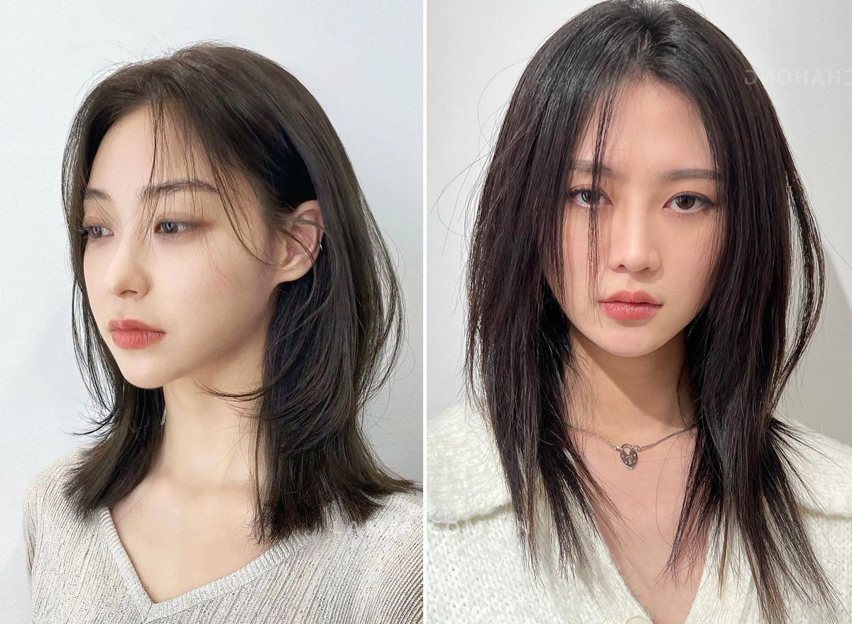 Tóc bob thẳng mái thưa trẻ trung cho nữ mặt dài, tạo nét đáng yêu