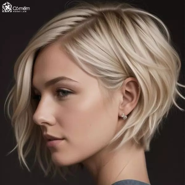 Tóc bob uốn cụp màu nâu sáng trẻ trung, phù hợp với các kiểu tóc hot 2024