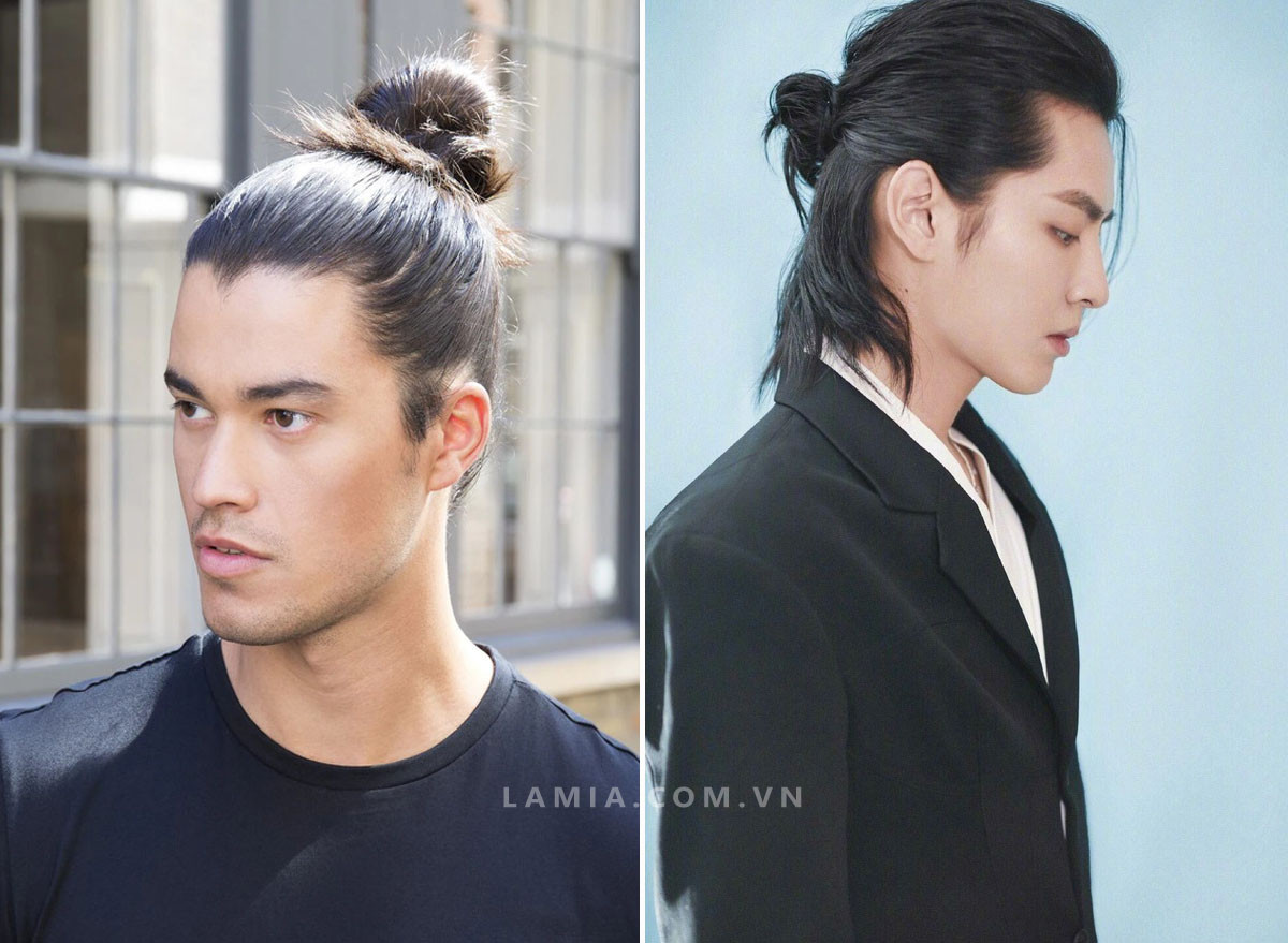Tóc bới cao Man Bun cho nam mặt dài