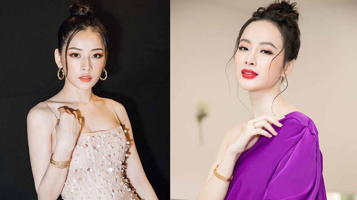 Tóc búi cao kèm mái râu tôm giúp khuôn mặt thon gọn hơn, toát lên vẻ thanh lịch và quyến rũ