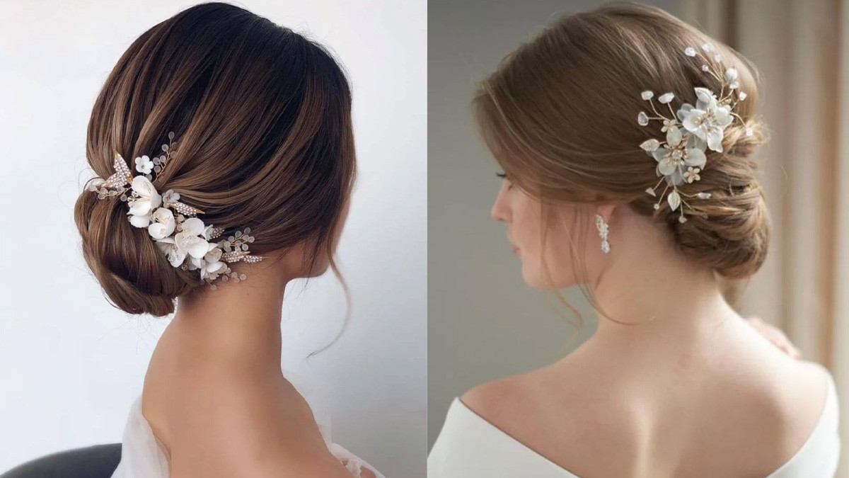 Tóc búi là lựa chọn hoàn hảo cho cô dâu khi dự tiệc, toát lên vẻ đẹp sang trọng và thanh lịch