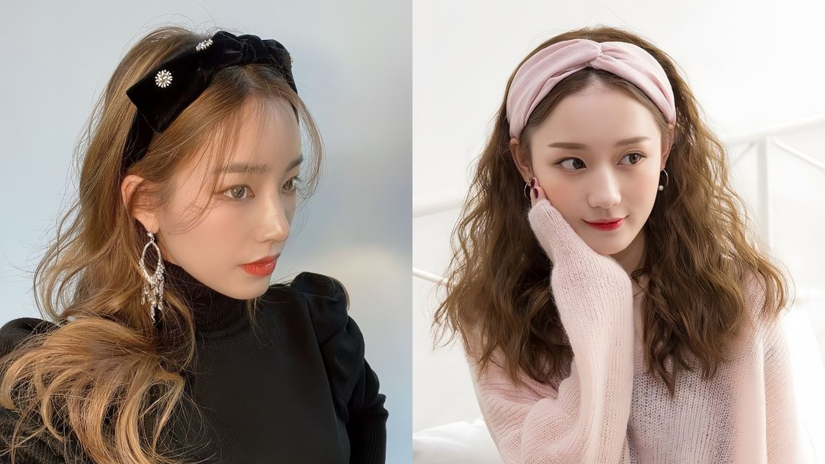 Tóc buộc đẹp kết hợp băng đô vải