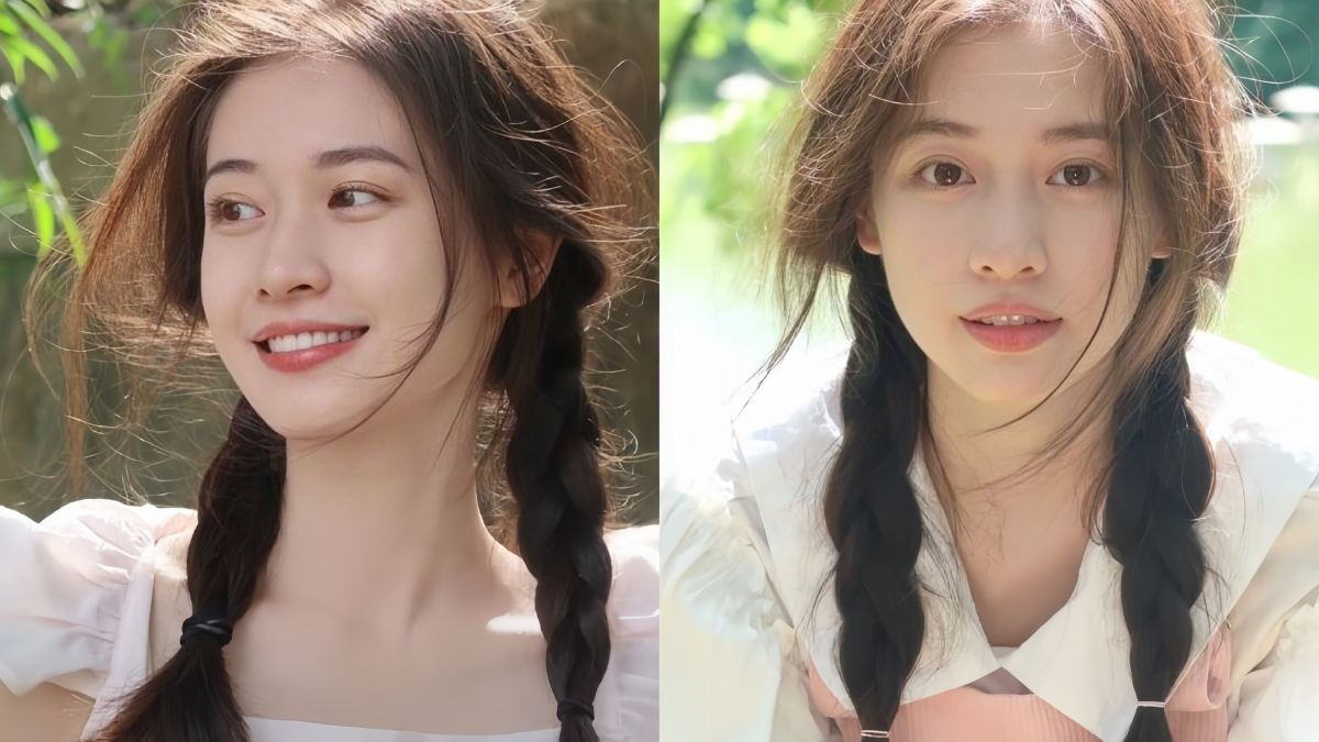 Tóc buộc hai bên với ruy băng màu sắc