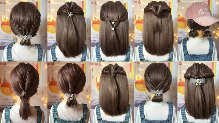Tóc buộc nửa đầu gọn gàng cho bé gái