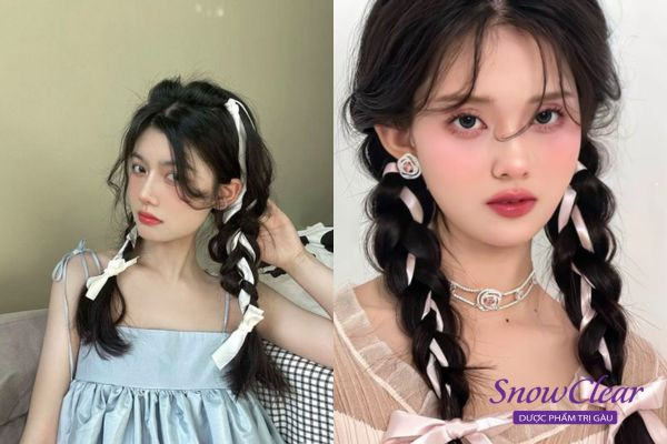 Tóc công chúa tết hai bên đơn giản mà đáng yêu, phù hợp cho những cô gái muốn "hack tuổi"