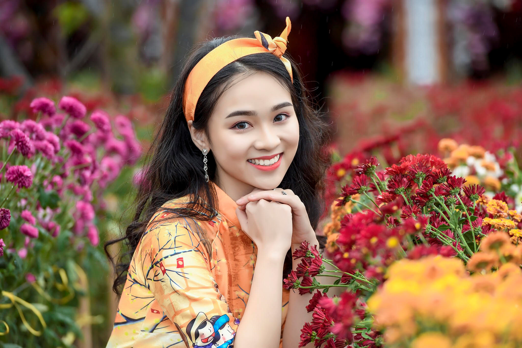 Tóc dài quấn khăn turban tươi trẻ