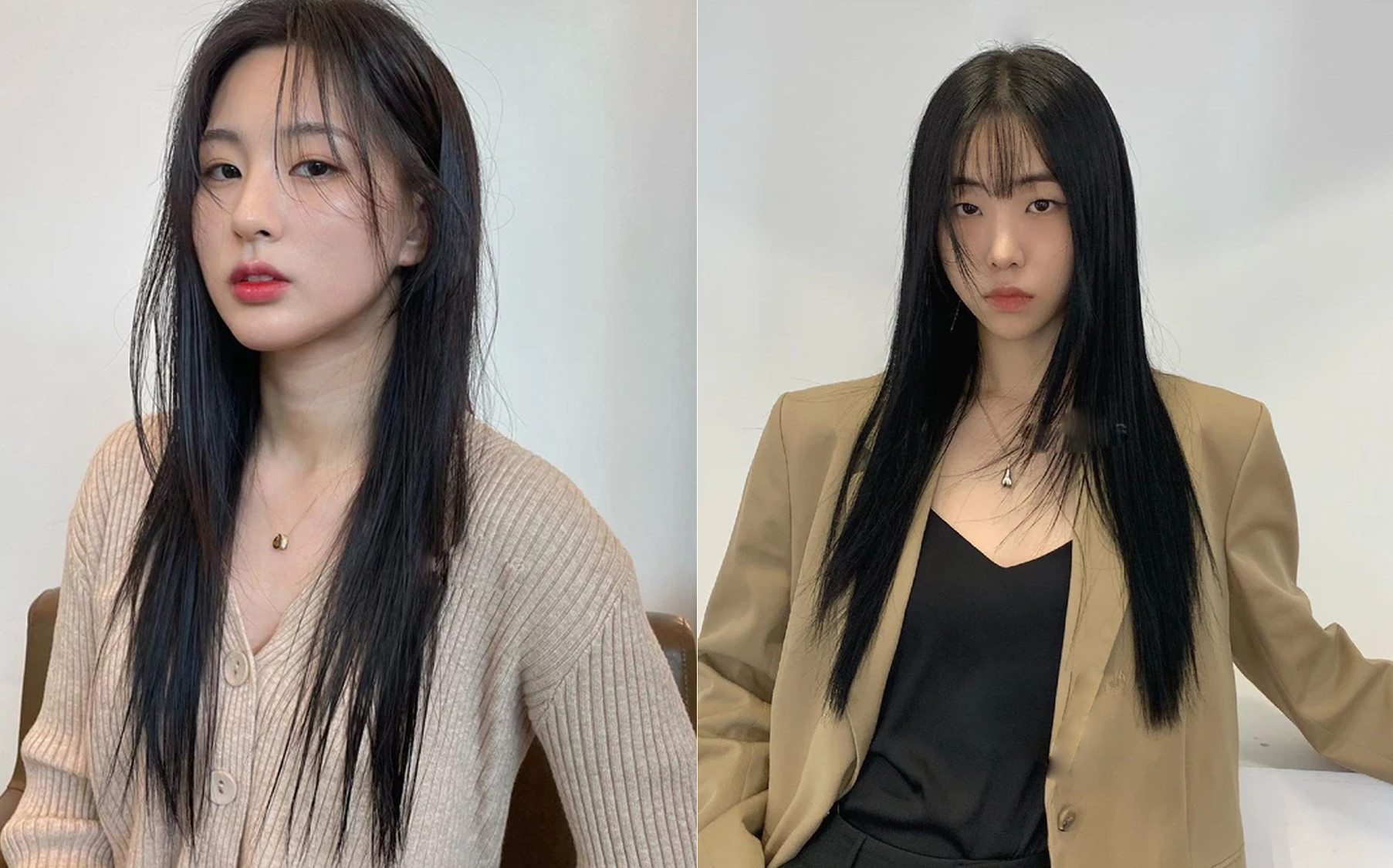 Tóc dài thẳng tự nhiên nhẹ nhàng cho mặt tròn