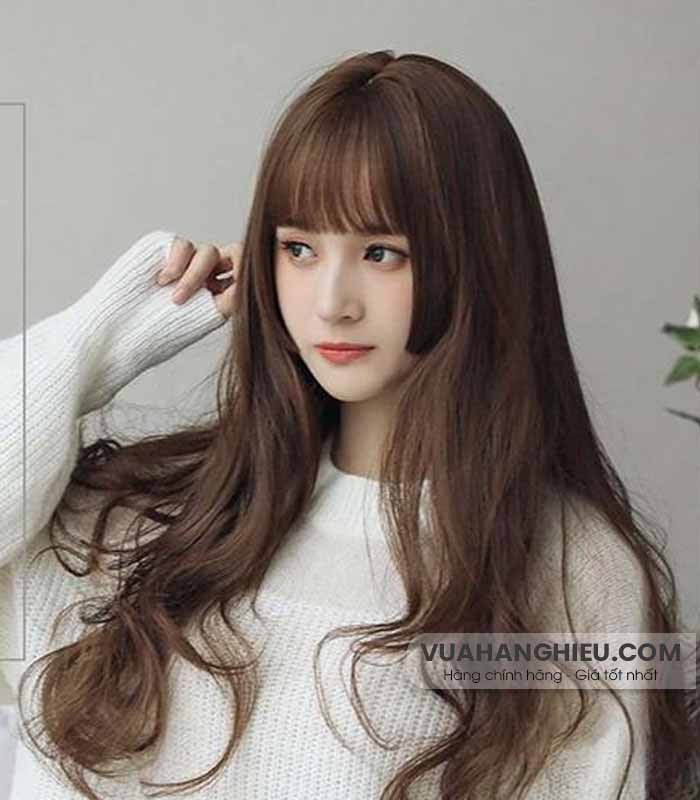 Tóc dài uốn gợn sóng kết hợp mái Hime độc đáo, phá cách