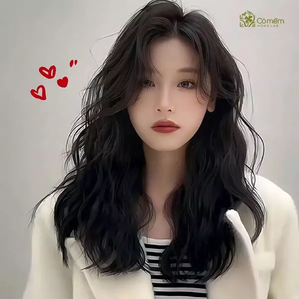 Tóc dài xoăn nhẹ layer kết hợp mái thưa