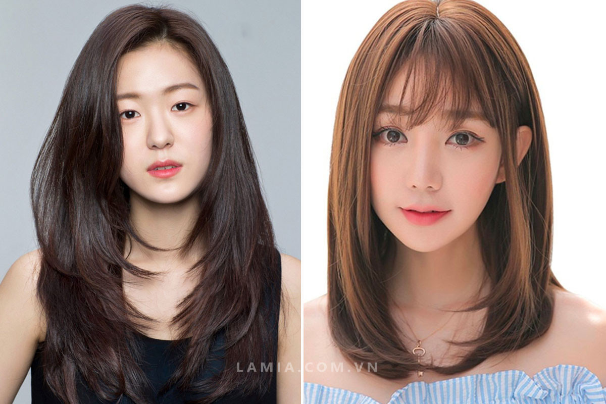 Tóc duỗi cụp đuôi cho nữ mặt dài