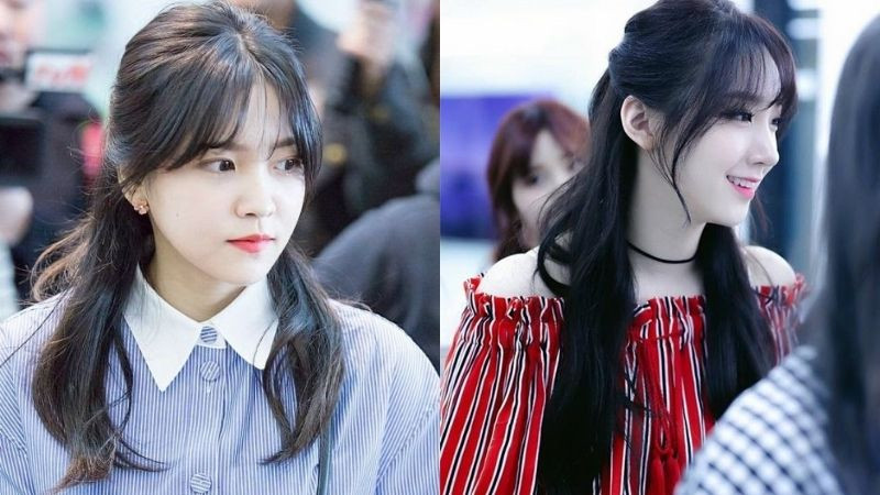 Tóc duỗi cụp nhẹ, nhuộm màu đen ánh xanh, buộc nửa đầu, mang đến vẻ đẹp vừa dịu dàng vừa cá tính, là một trong những kiểu tóc buộc nửa đầu đẹp