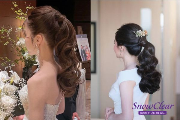 Tóc đuôi ngựa kết hợp thắt bím kiểu công chúa, tạo sự thanh thoát và cá tính