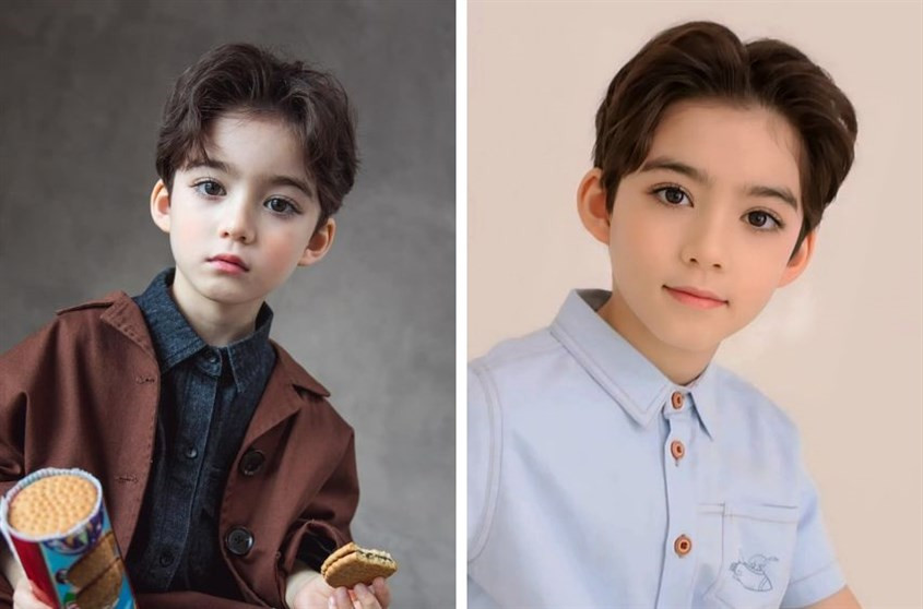 Tóc kiểu side part lịch sự, nho nhã, tôn lên nét thư sinh của bé trai, phù hợp phong cách hot boy