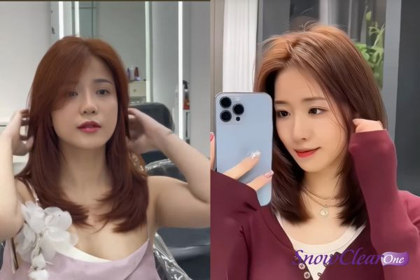 Tóc layer lỡ nữ kết hợp màu nâu cam rực rỡ, đầy sức sống