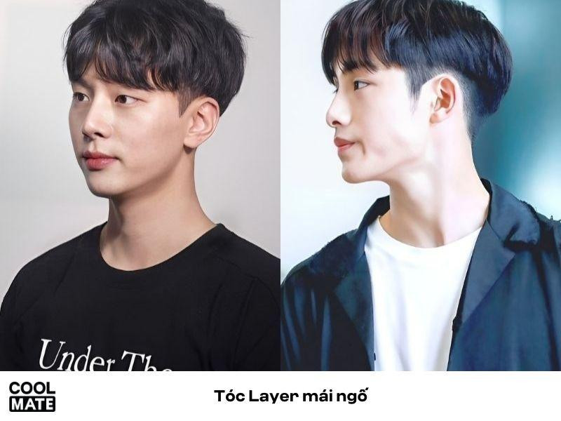 Tóc layer mái ngố trẻ trung cho mặt kim cương