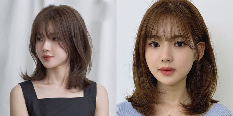 Tóc layer mái thưa giúp mặt tròn trông dài hơn