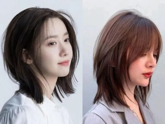 Tóc layer ngang vai duỗi thẳng mang vẻ thanh lịch cho phụ nữ trung niên