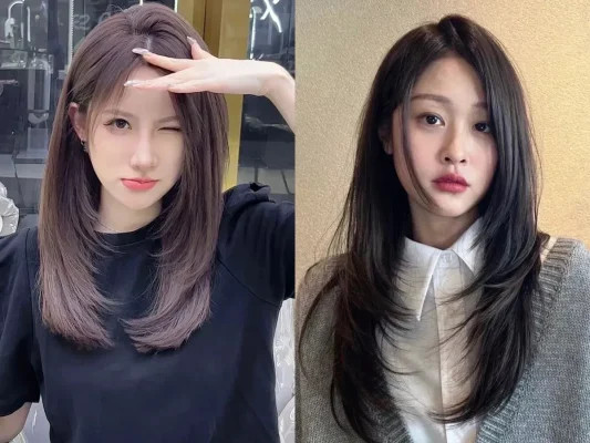 Tóc layer nữ ngắn highlight mái thưa