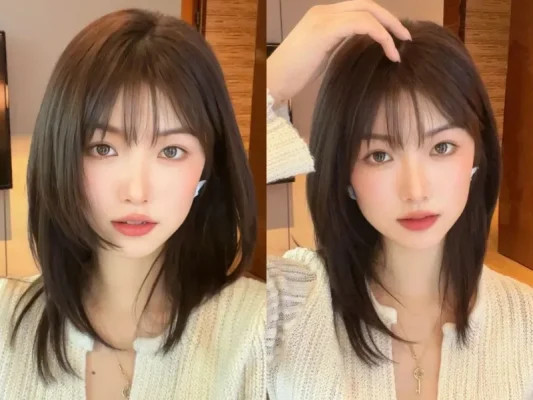 Tóc layer nữ ngắn mái thưa phong cách Hàn Quốc