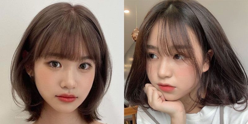 Tóc layer uốn cụp đuôi cho mặt tròn thanh lịch