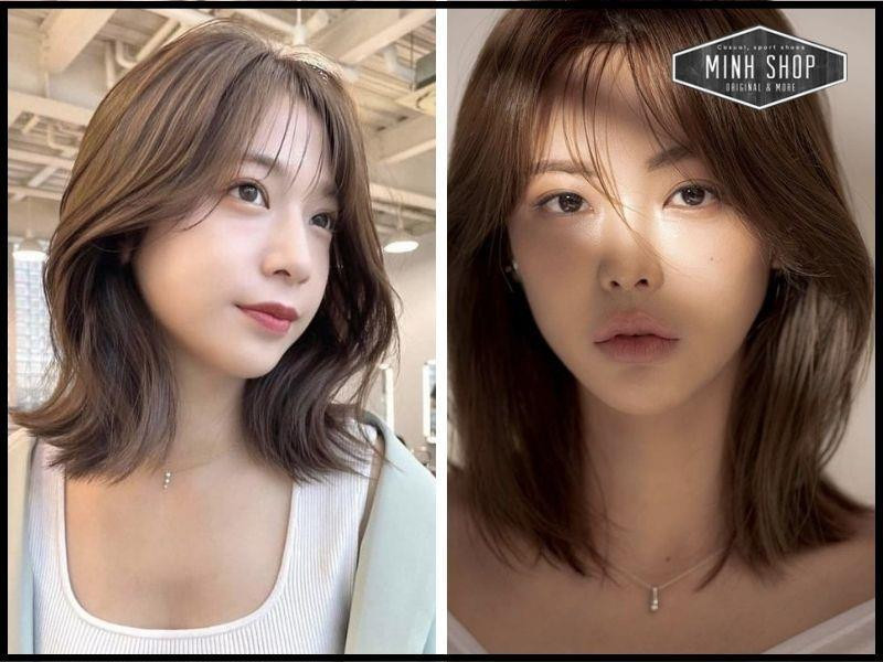Tóc layer uốn nhẹ cho mặt vuông góc cạnh